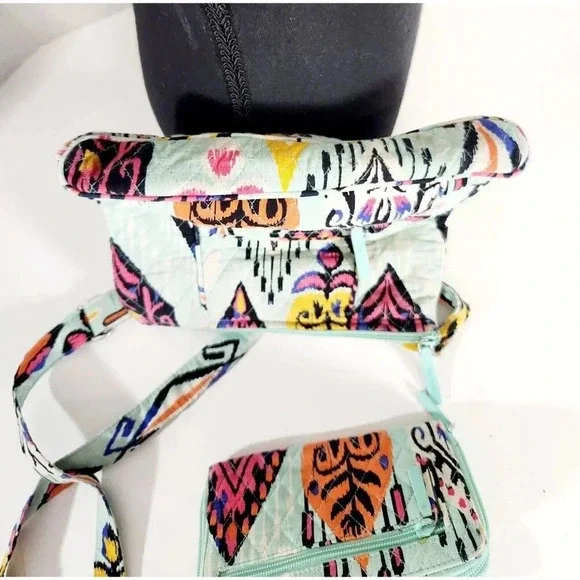 Vera Bradley Hipster Crossbody Purse Pueblo Teal Quilted Bag W/ Matching… - Picture 7 of 12